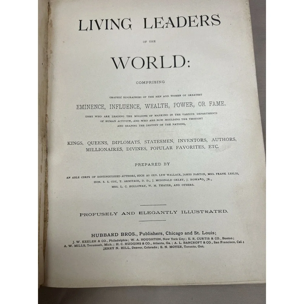 LIVING LEADERS OF THE WORLD: COMPROMISING. 1889, BY WALTER J.‎ BROOKS (858)